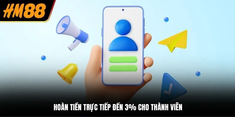 Hoàn tiền trực tiếp đến 3% cho thành viên